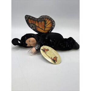 NWT VINTAGE 1997 ANNE GEDDES DOLL 9" ORANGE WINGED BLACK BABY BUTTERFLY